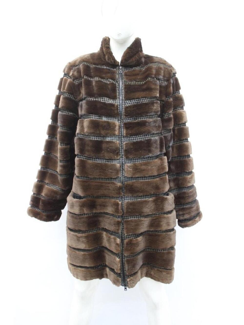 EXCELLENT CANADIAN SHEARED DARK RANCH MINK FUR COAT JACKET WOMEN WOMAN SIZE 6 S